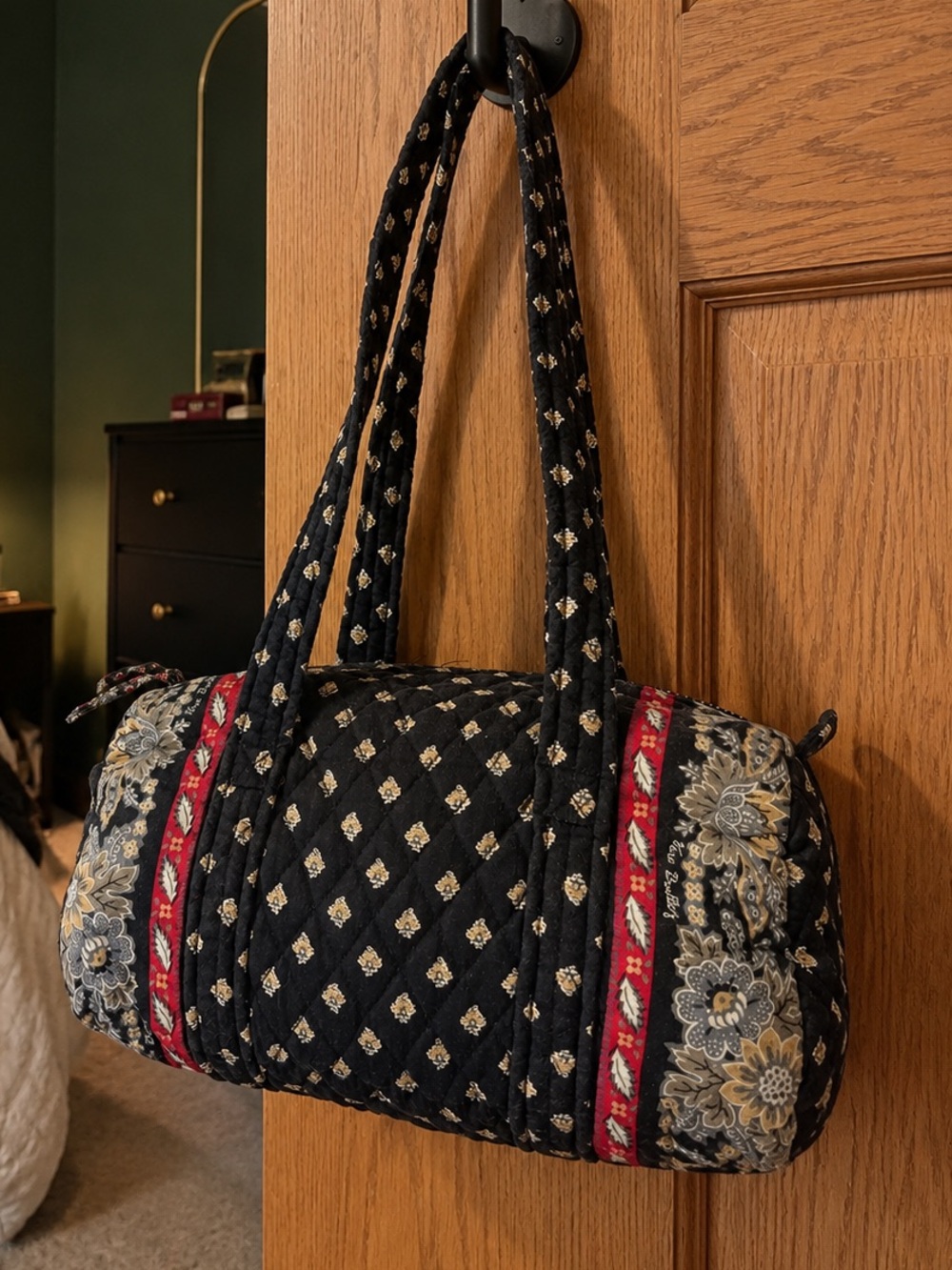 Vera Bradley Vintage Classic Black Mini Duffel Bag Retired Y2K